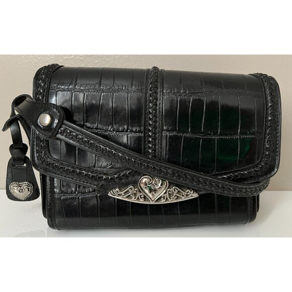 M.C. (Marc Chantal) black faux alligator skin crossbody organizer - Picture 2 of 10